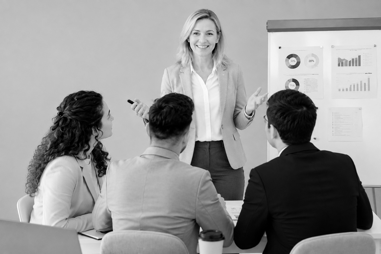 Woman presenting to a small group